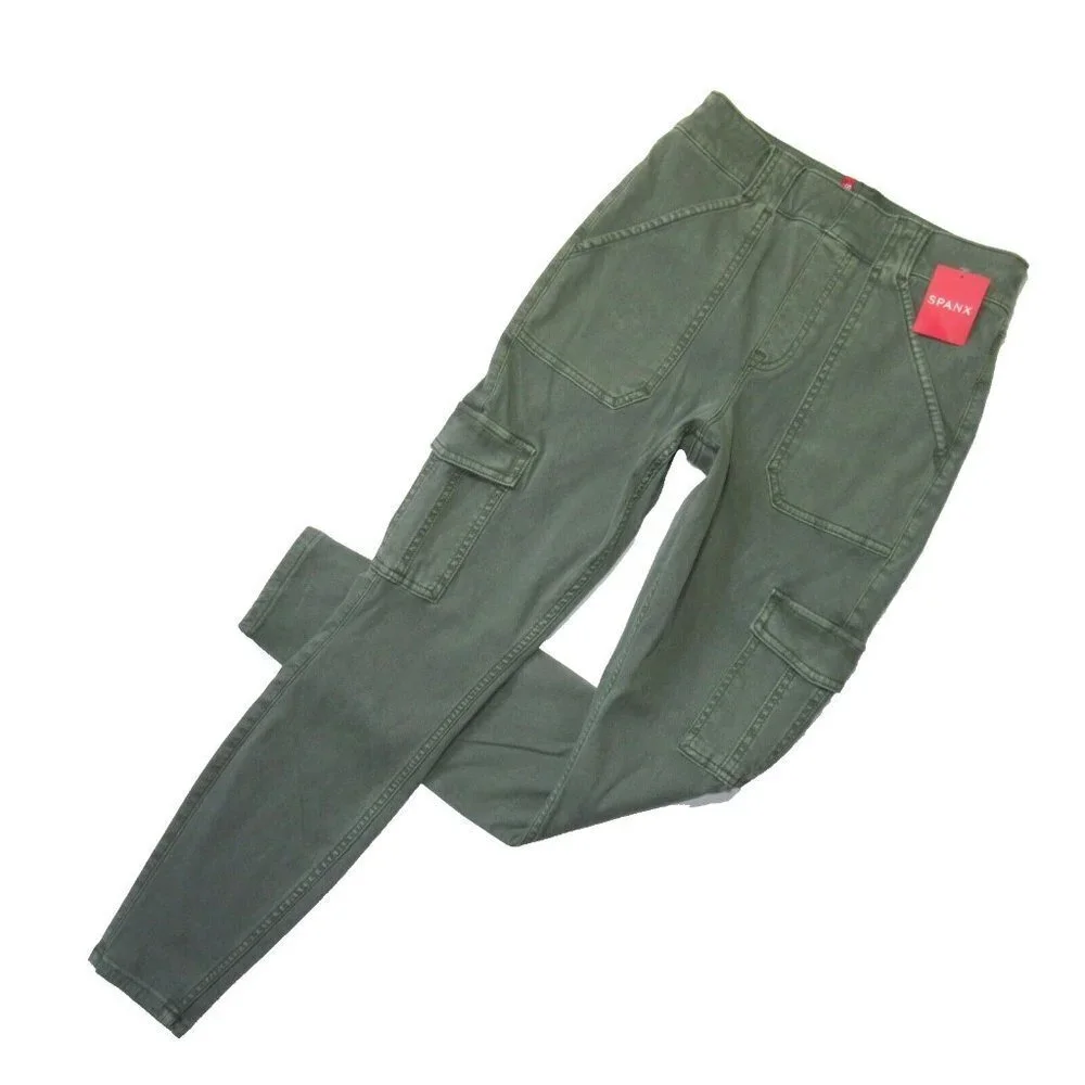 NWT SPANX 20311R Stretch Twill Ankle Cargo in Soft Sage Pull-on Stretch Pants S